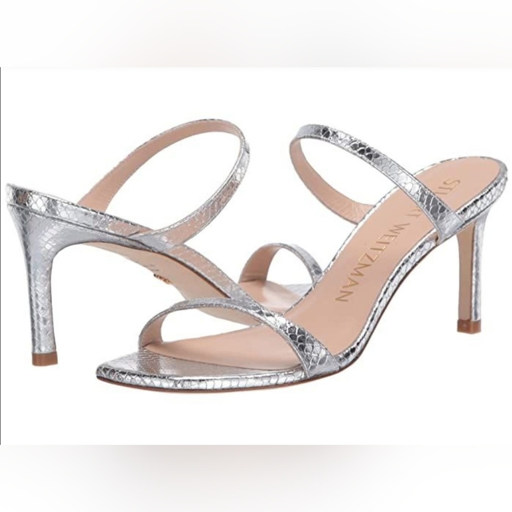 Stuart Weitzman Aleena 75 Metallic Silver Heels